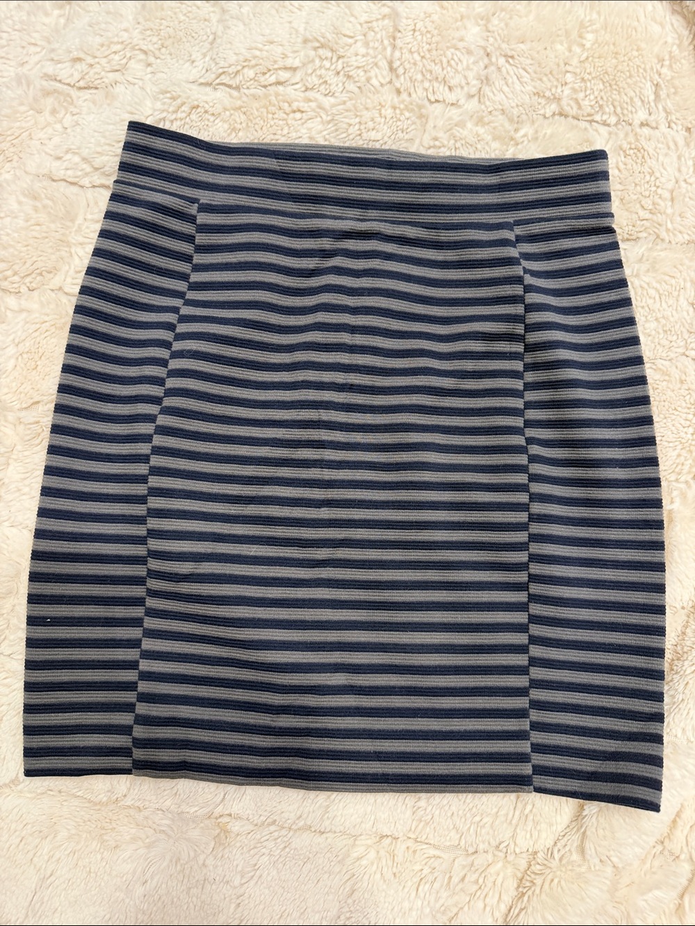Madewell Navy and Gray Striped Pencil Skirt